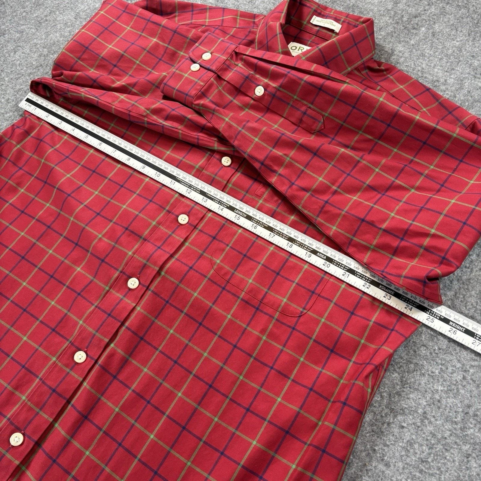 Orvis Orvis Men's Large Cotton Button Shirt Red Green Blue Plaid Size US L / EU 52-54 / 3 - 6 Thumbnail