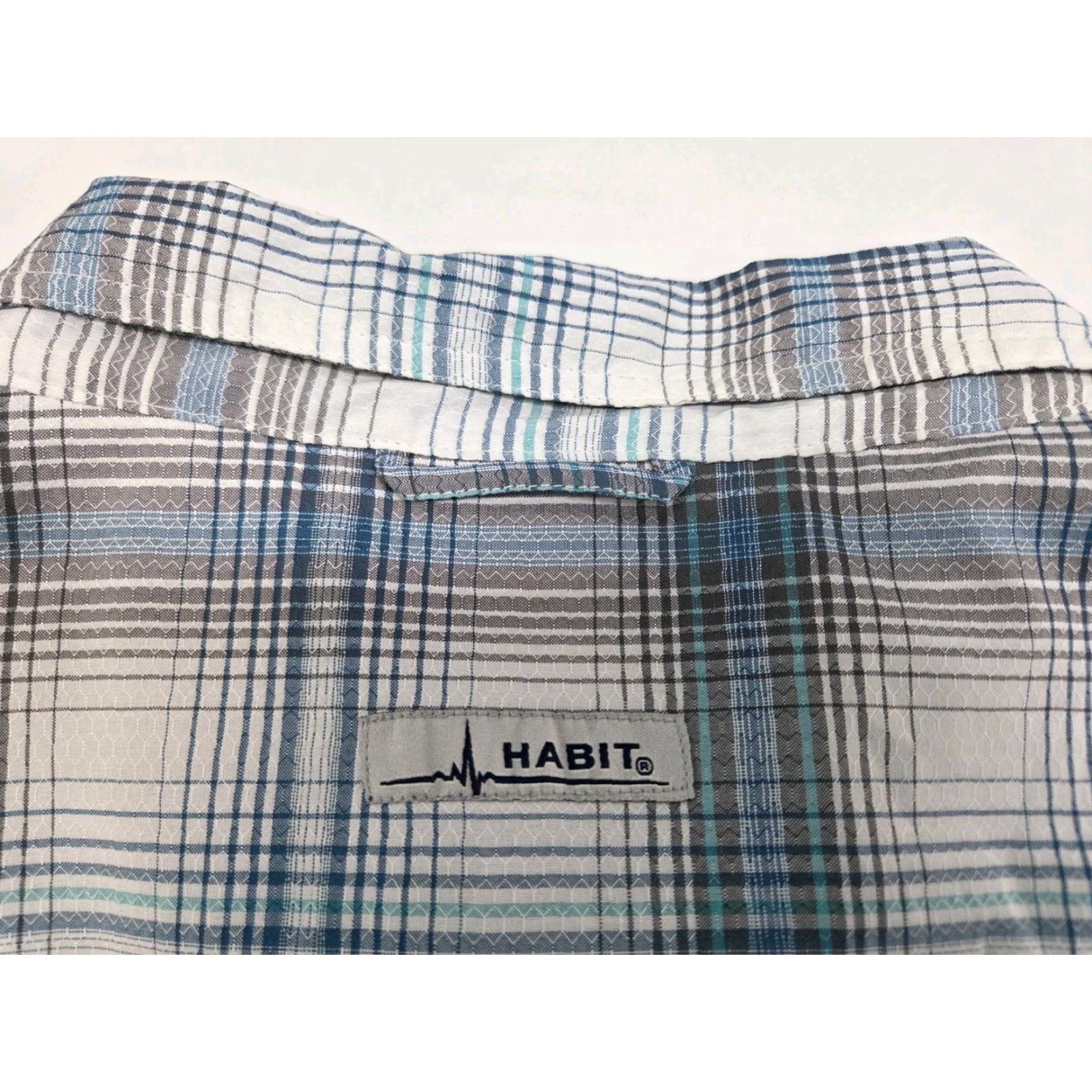 Habitat Habit Mens Long Sleeve Button-Up Fishing Shirt 2XL Blue Plaid Nylon/Poly UV Moisture Wicking Pockets Outdoor 7755 Size US XXL / EU 58 / 5 - 5 Thumbnail
