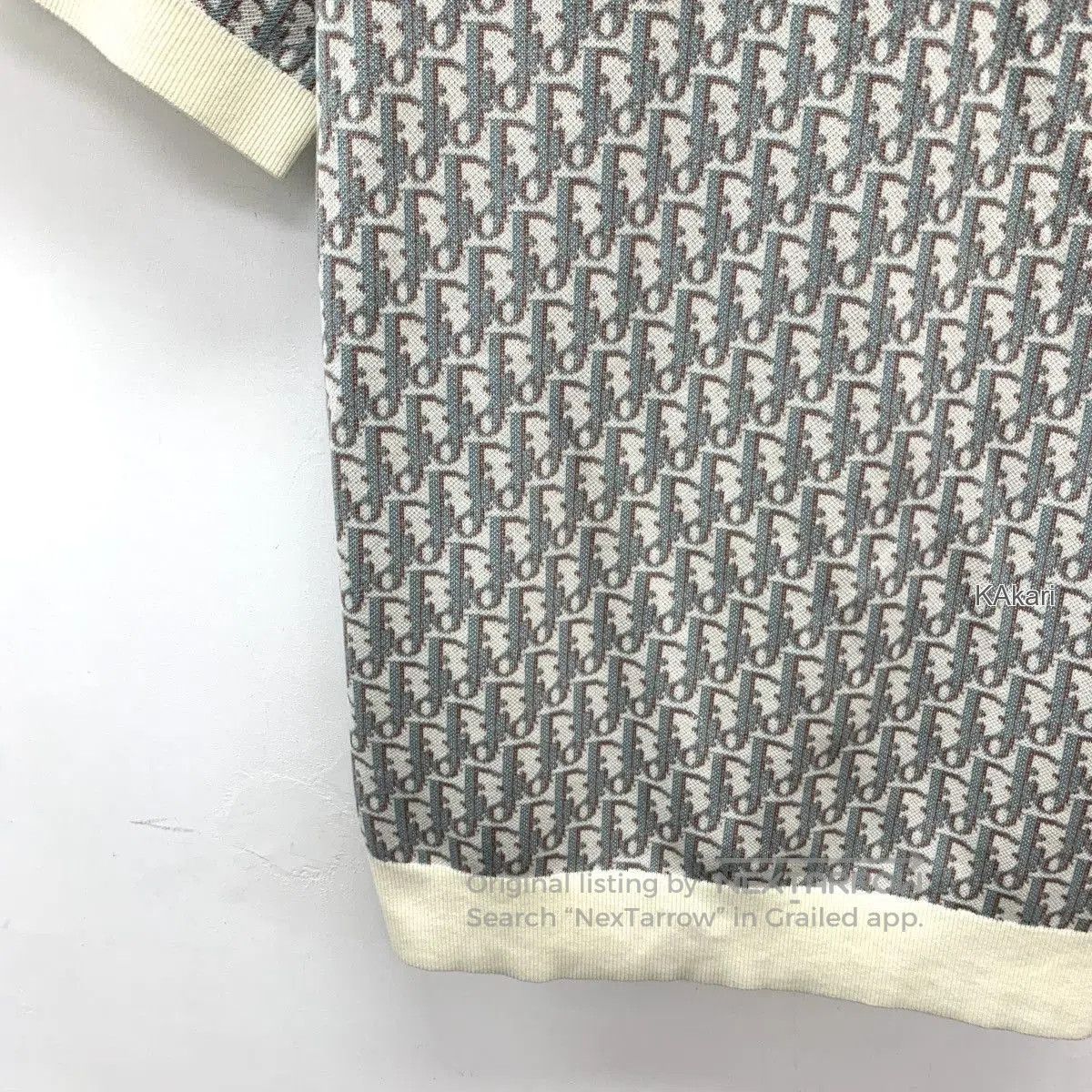 Dior Gray Patterned Short Sleeve Polo Top XS. Size US XS / EU 42 / 0 - 4 Thumbnail