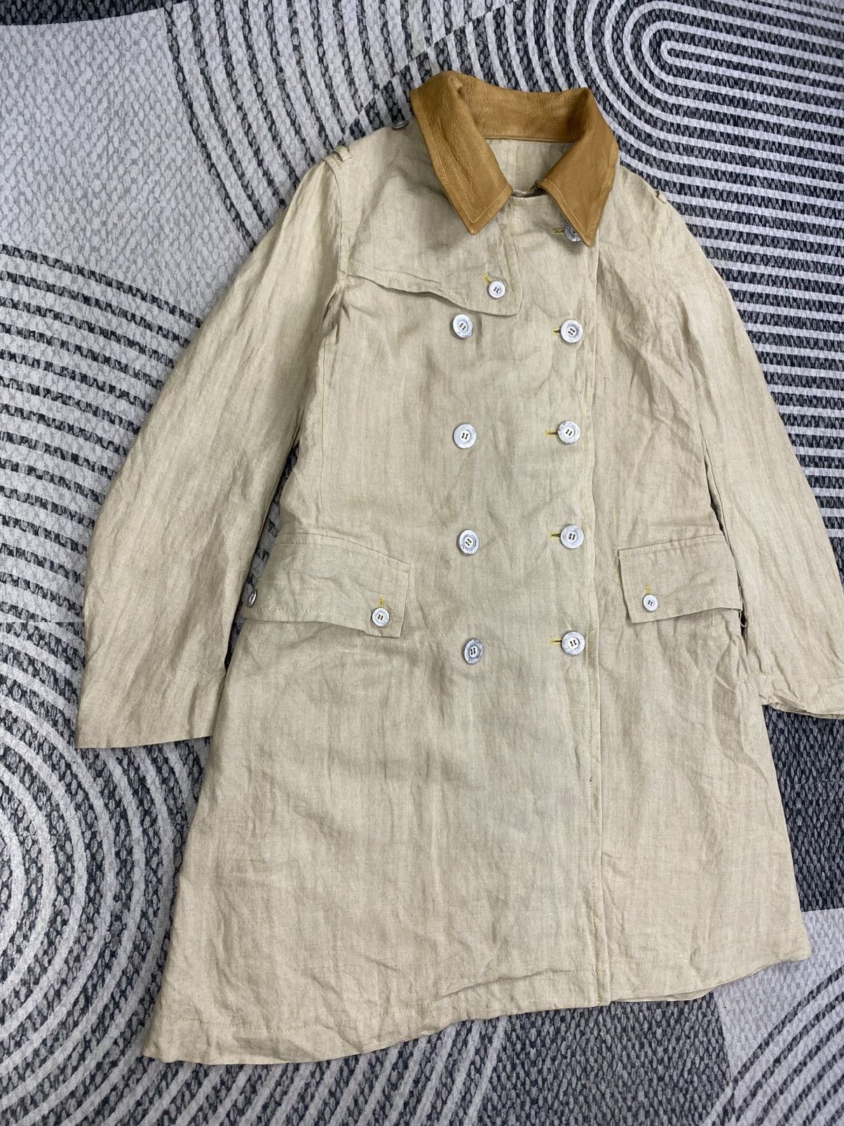 Japanese Brand Vintage Robes & Confections Leather Collar Long Jacket Size US M / EU 48-50 / 2 - 3 Thumbnail