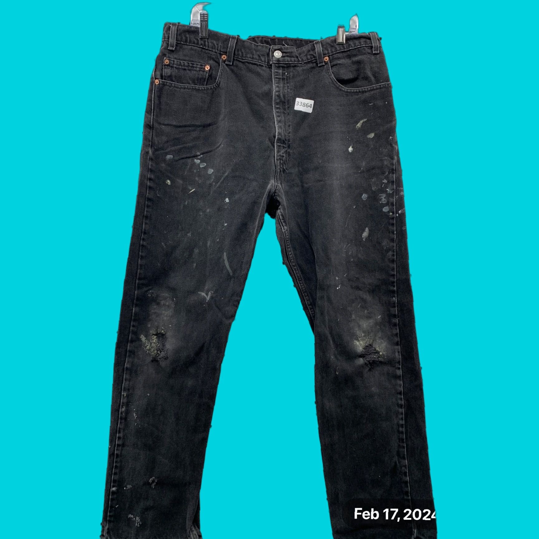 Levi's VINTAGE Levi’s 505 Black Denim Jeans Mens FITS Size 38x31.5 Regular Straight 90s Size US 38 / EU 54 - 1 Thumbnail