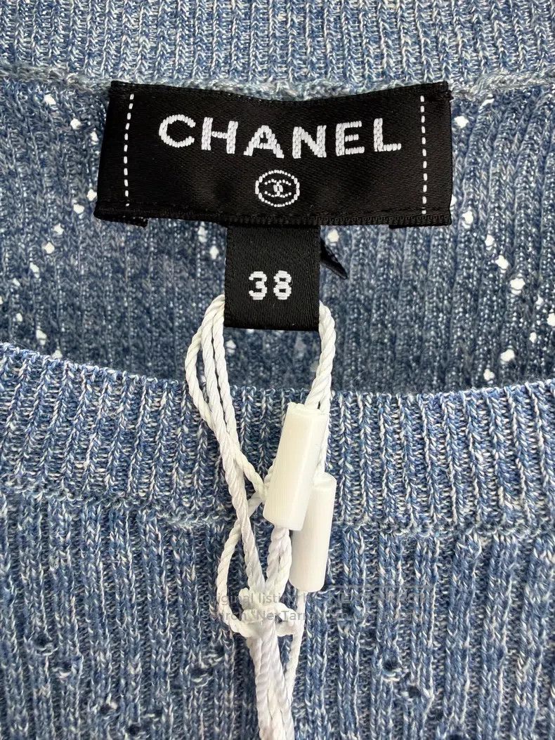 Chanel Chanel Blue short sleeves with diamond pattern Size XS / US 0-2 / IT 36-38 - 4 Thumbnail
