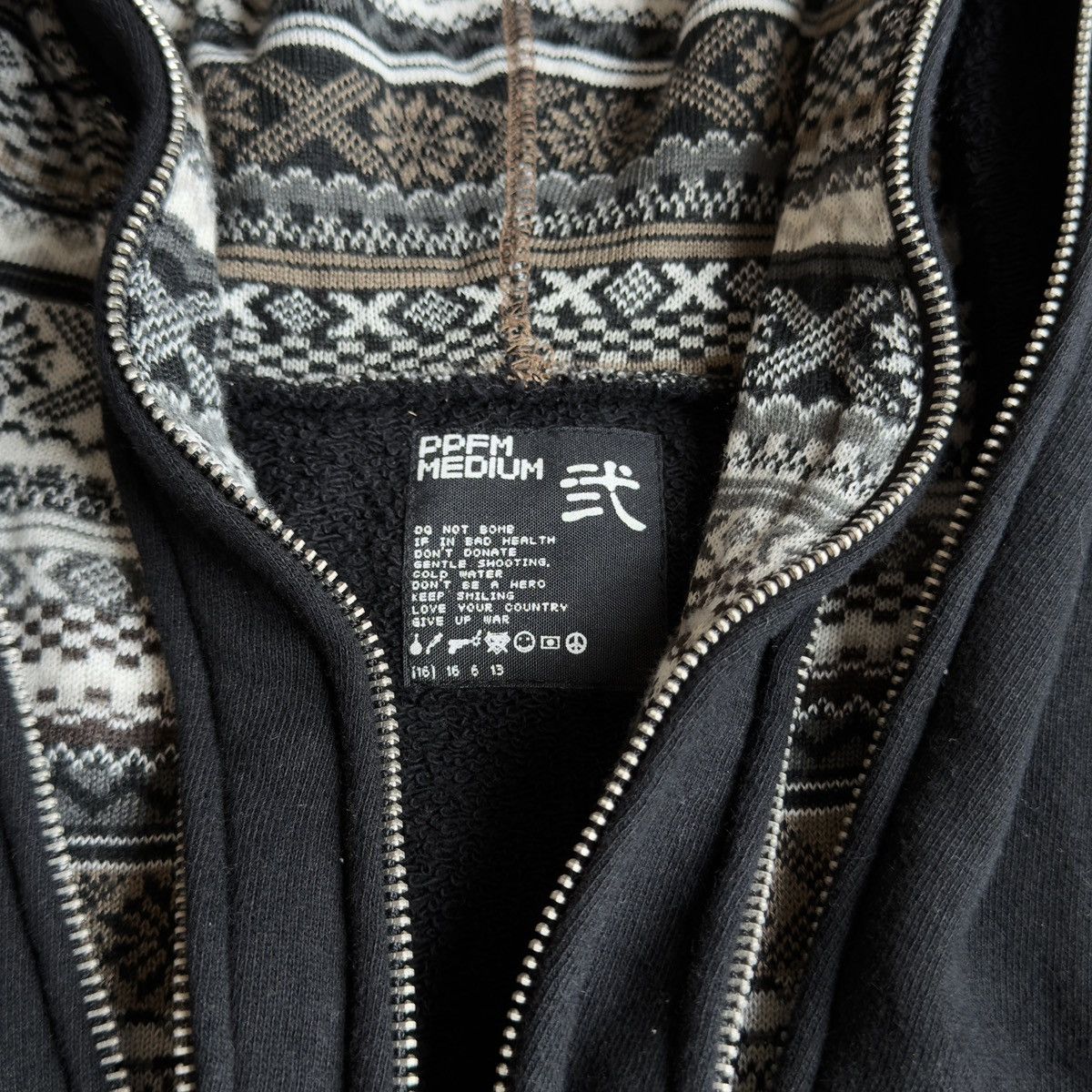 PPFM 2000s Aztec Pattern Trim 3-Zip Double Hood Sweatshirt Size US M / EU 48-50 / 2 - 6 Thumbnail