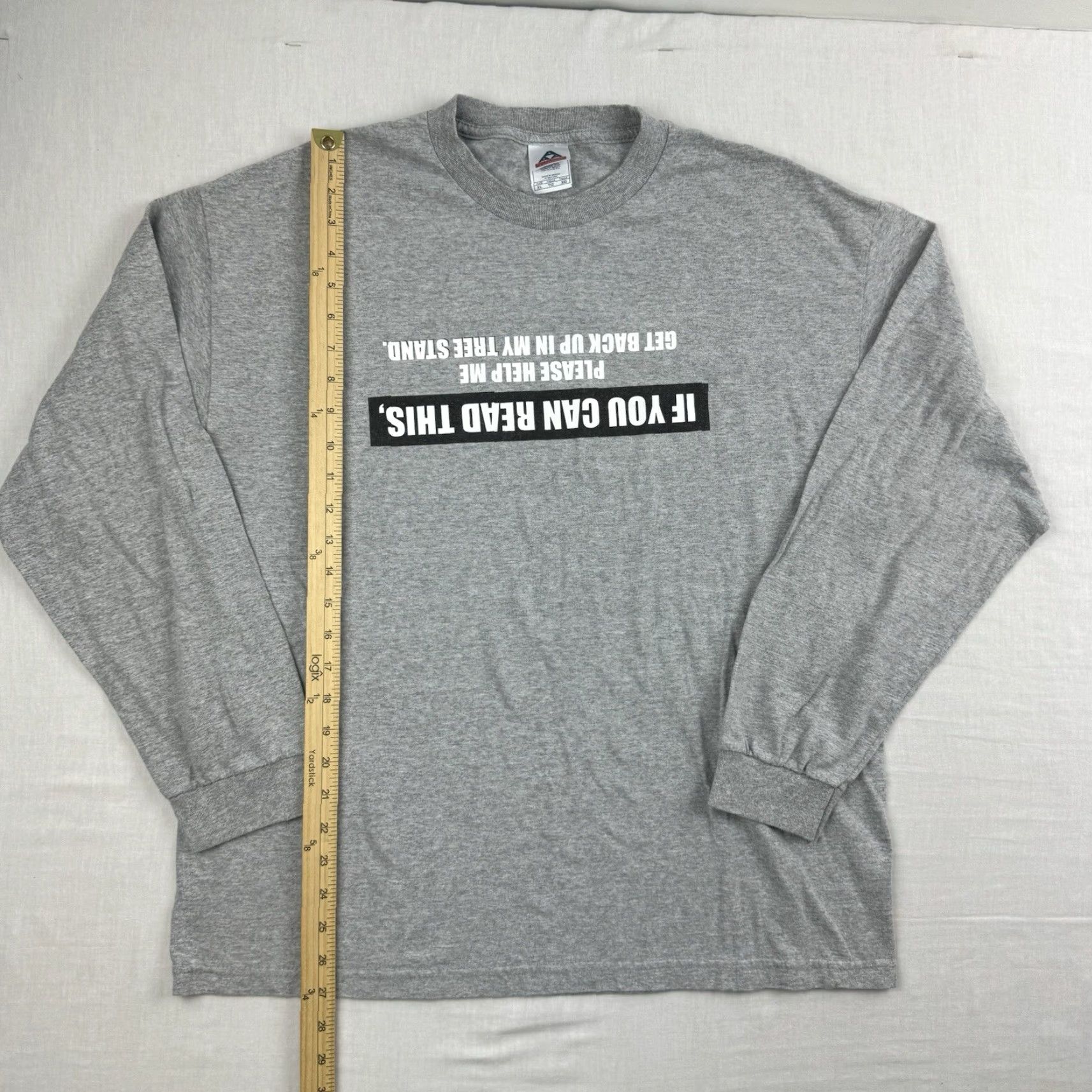 Vintage VINTAGE Funny Hunting T Shirt Adult XL Gray Tree Stand Humor Y2K Long Sleeve Size US XL / EU 56 / 4 - 6 Thumbnail
