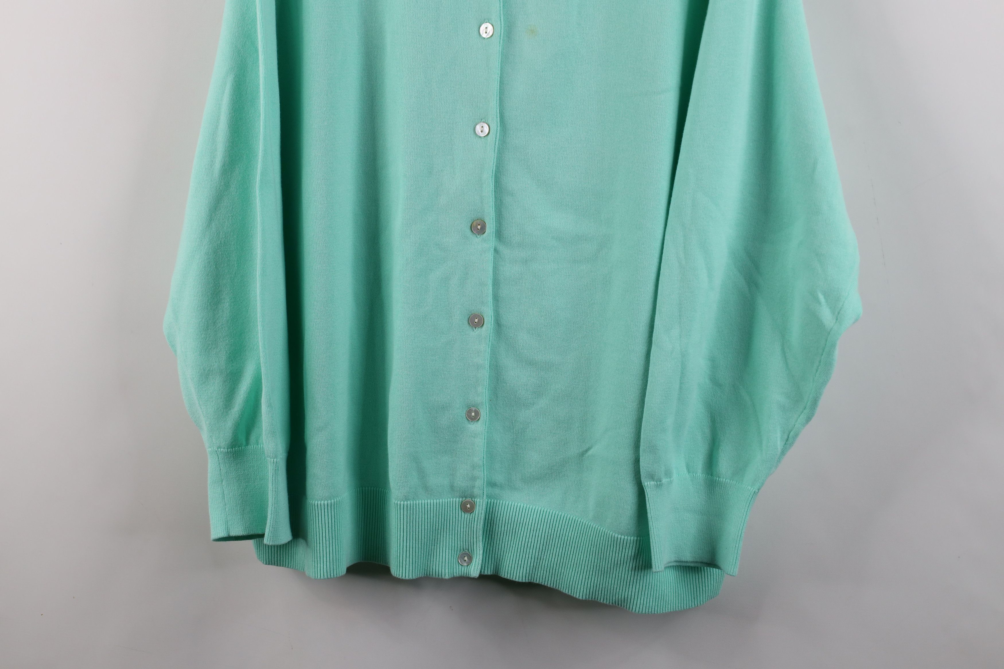 Lands' End × Vintage Vintage Lands End Cotton Knit Cardigan Sweater Mint Green Size 3XL / US 20-22 - 3 Thumbnail
