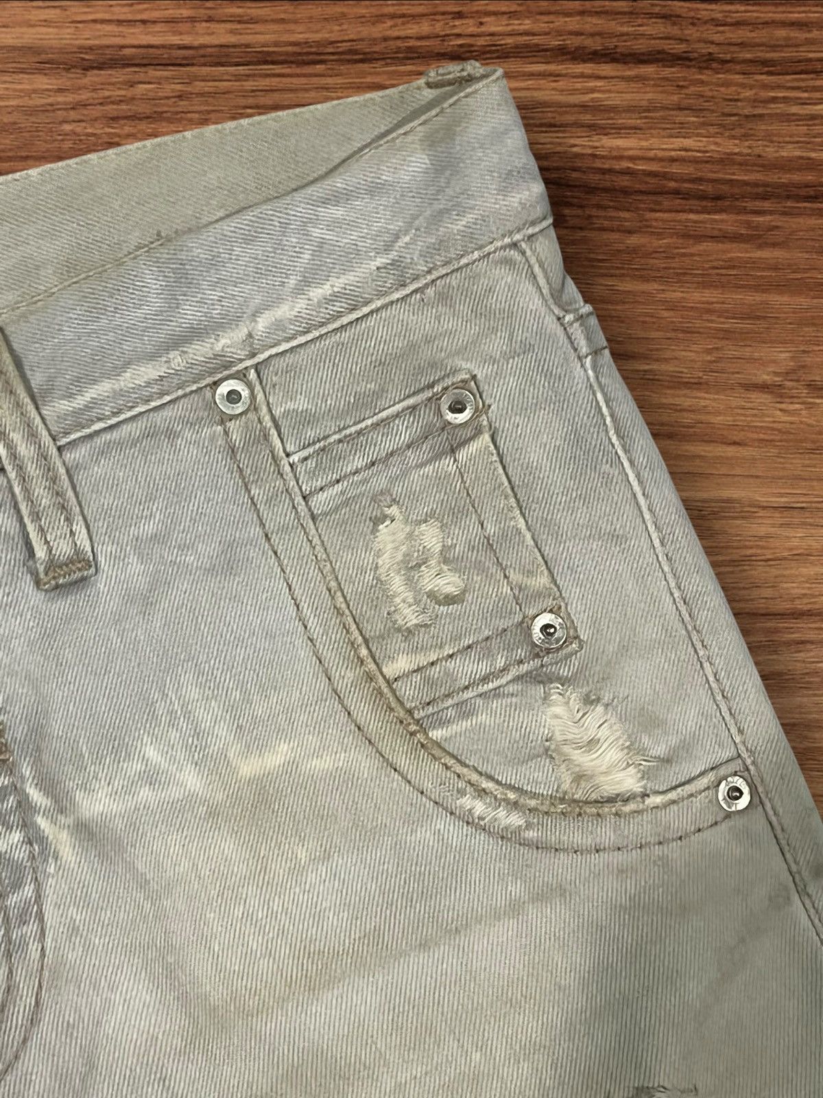 Neil Barrett Vintage Italian Neil Barrett Distressed Button Fly Mud Jeans Size US 33 - 9 Thumbnail