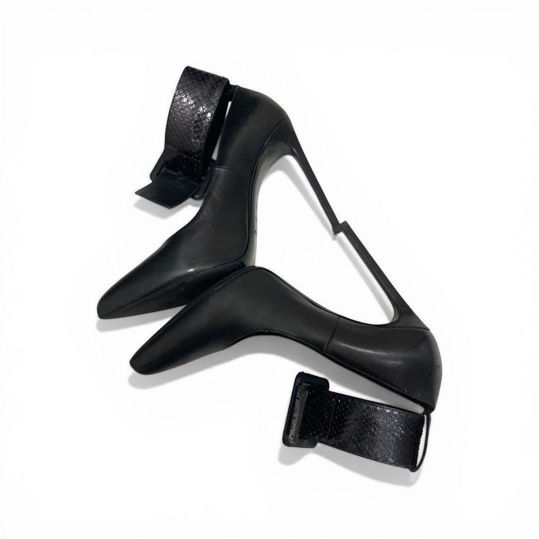 Saint Laurent Paris Saint Laurent Paris Escarpin Black Pyhton Straps Heels Size US 8 / IT 38 - 2 Thumbnail