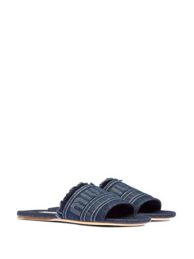 Miu Miu o1la1rc1a0724 Denim Sandals in Blue Size US 9 / IT 39 - 3 Thumbnail