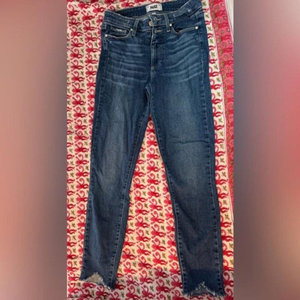 Paige Paige Jeans Dark Wash Frayed Hem Size 27" / US 4 / IT 40 - 2 Thumbnail