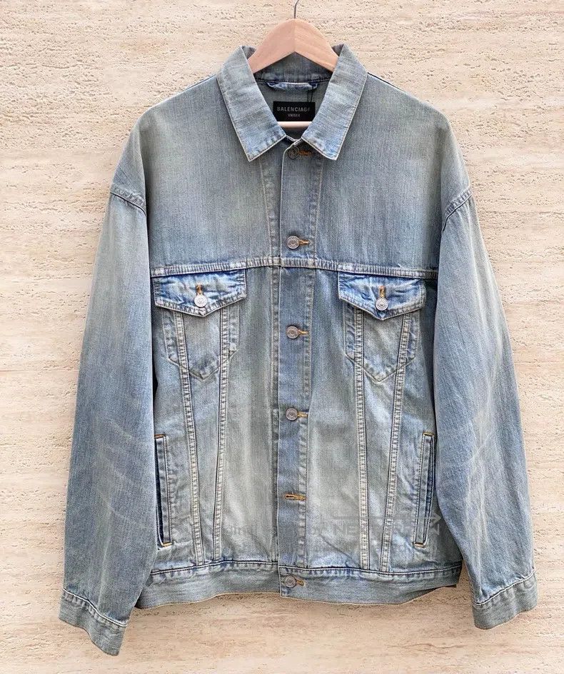 Balenciaga Balenciaga Sunset Eiffel Tower Denim Jacket, Light Blue Size US S / EU 44-46 / 1 - 1 Thumbnail