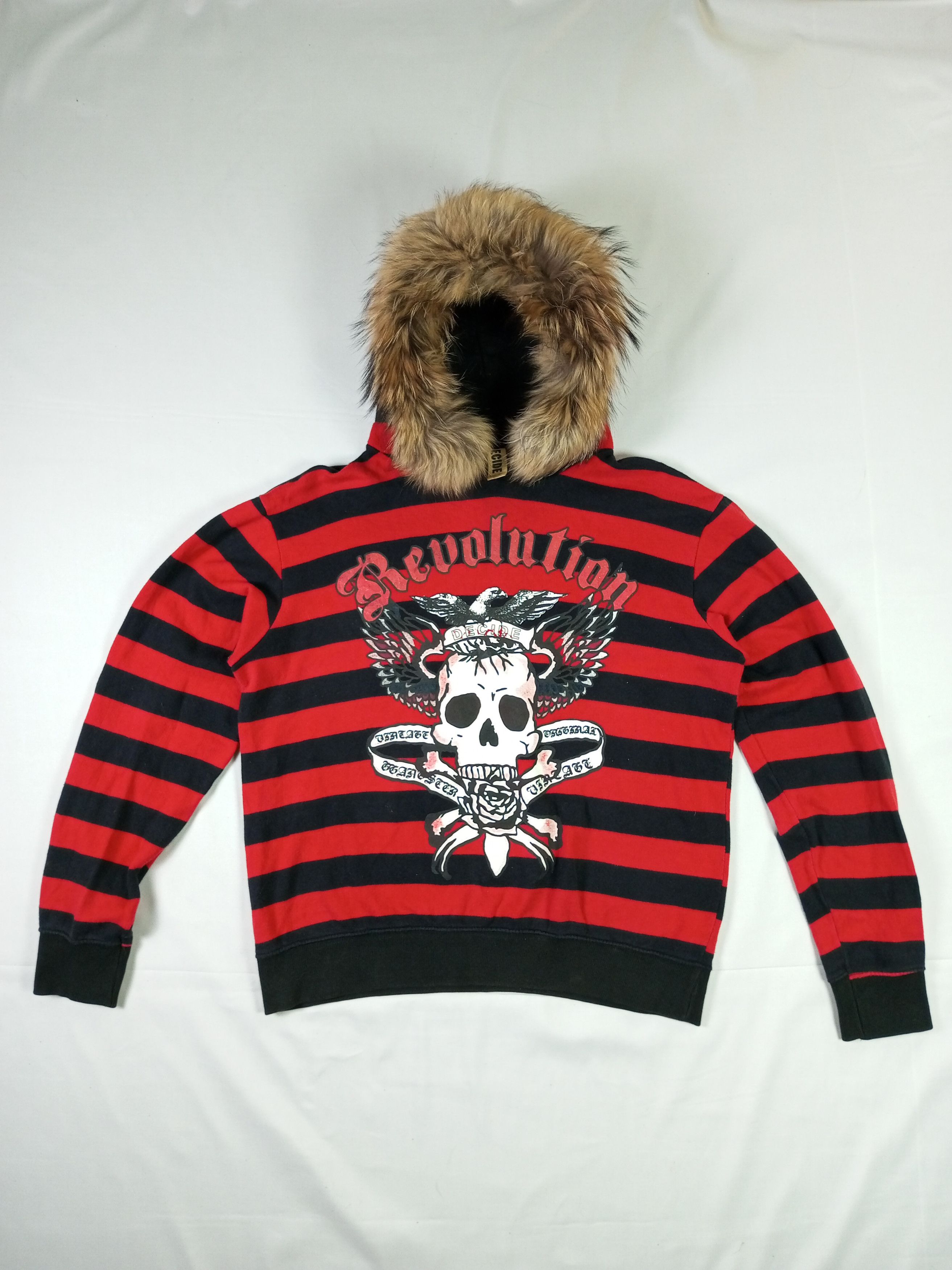 Decide Revolution fur hoodie poem punk grunge style