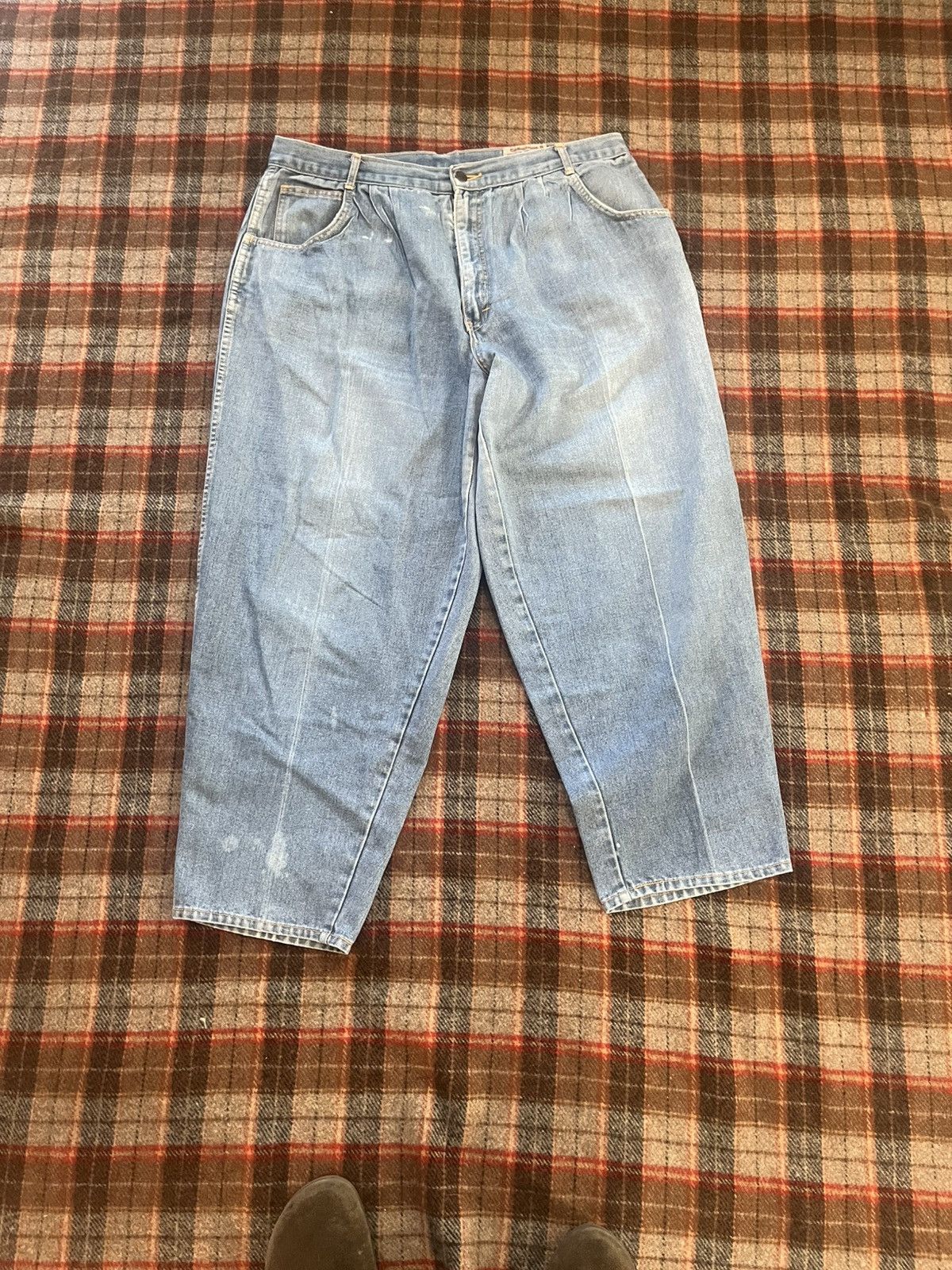Other Vintage 90s super wide baggy pleated Light washed pants 36 Size US 35 - 1 Thumbnail