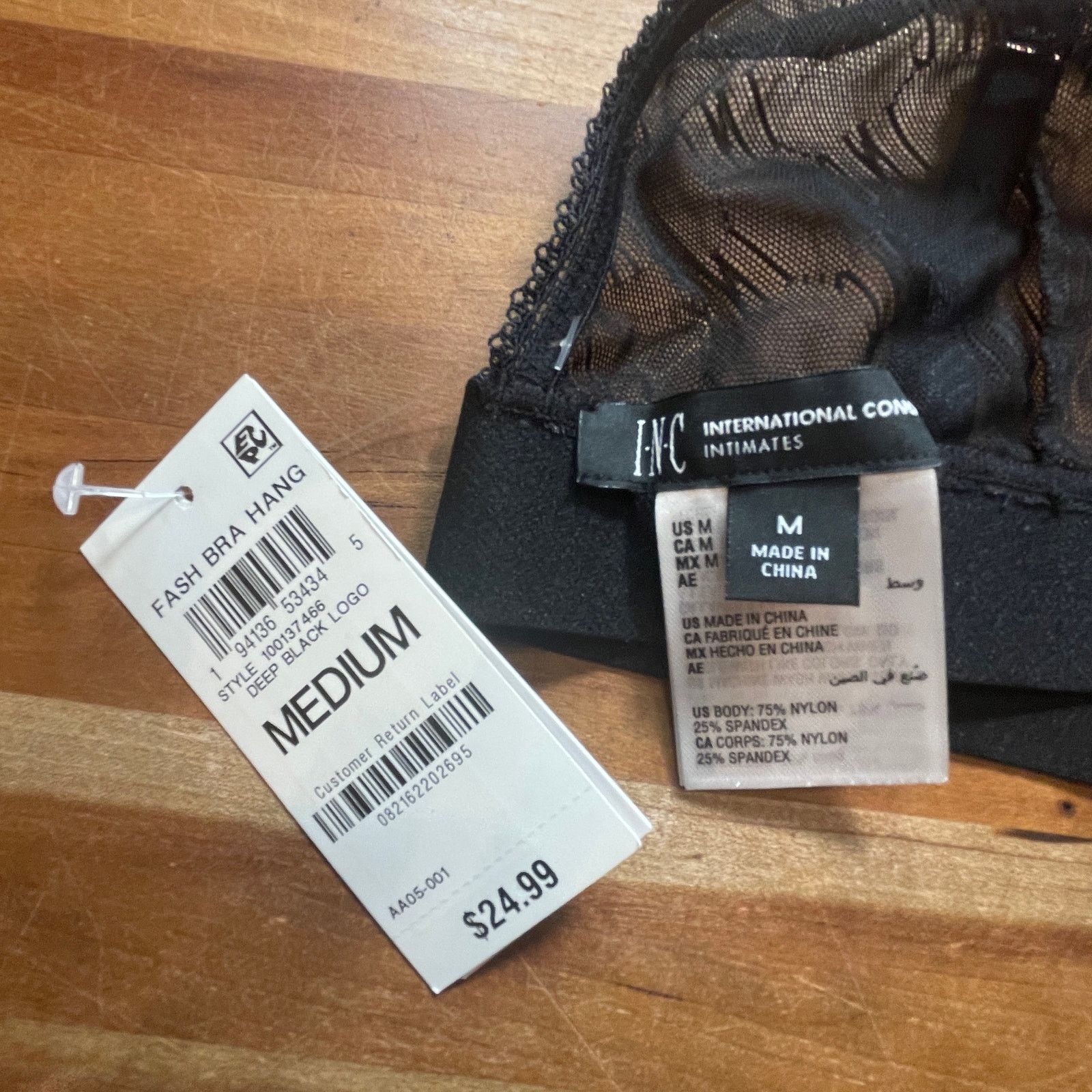 I.N.C I.N.C. Women's Monogram Bralette black medium Size ONE SIZE - 4 Thumbnail