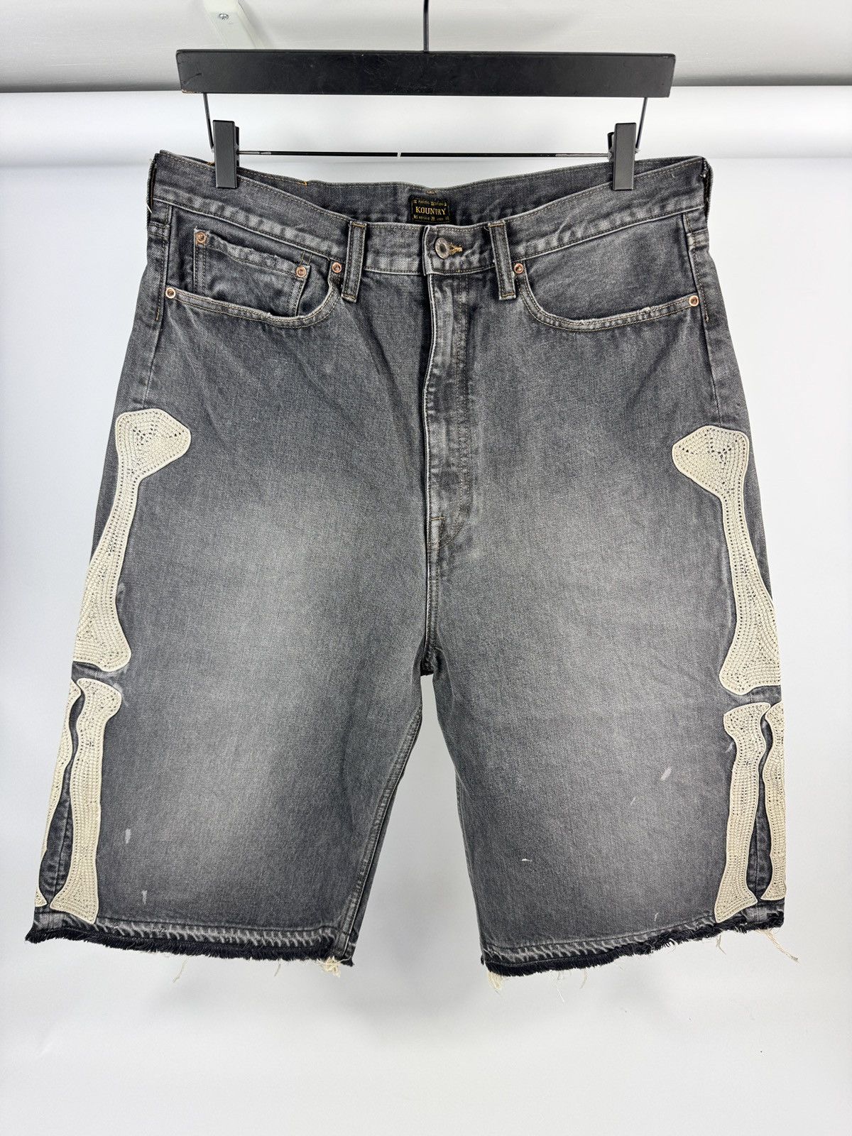Kapital Bone X-ray embroidered 3 quarter denim shorts Size US 38 / EU 54 - 1 Thumbnail