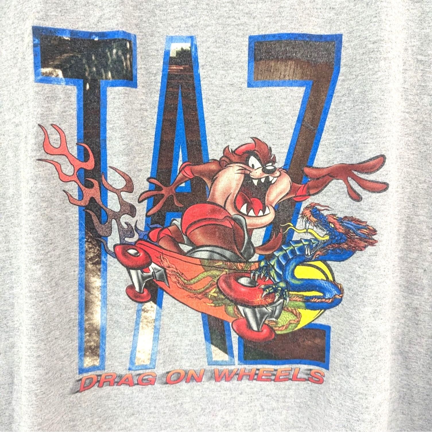 Vintage Vintage Looney Tunes Mens Gray Taz Racing Drag On Wheels Sle Size US XL / EU 56 / 4 - 4 Thumbnail