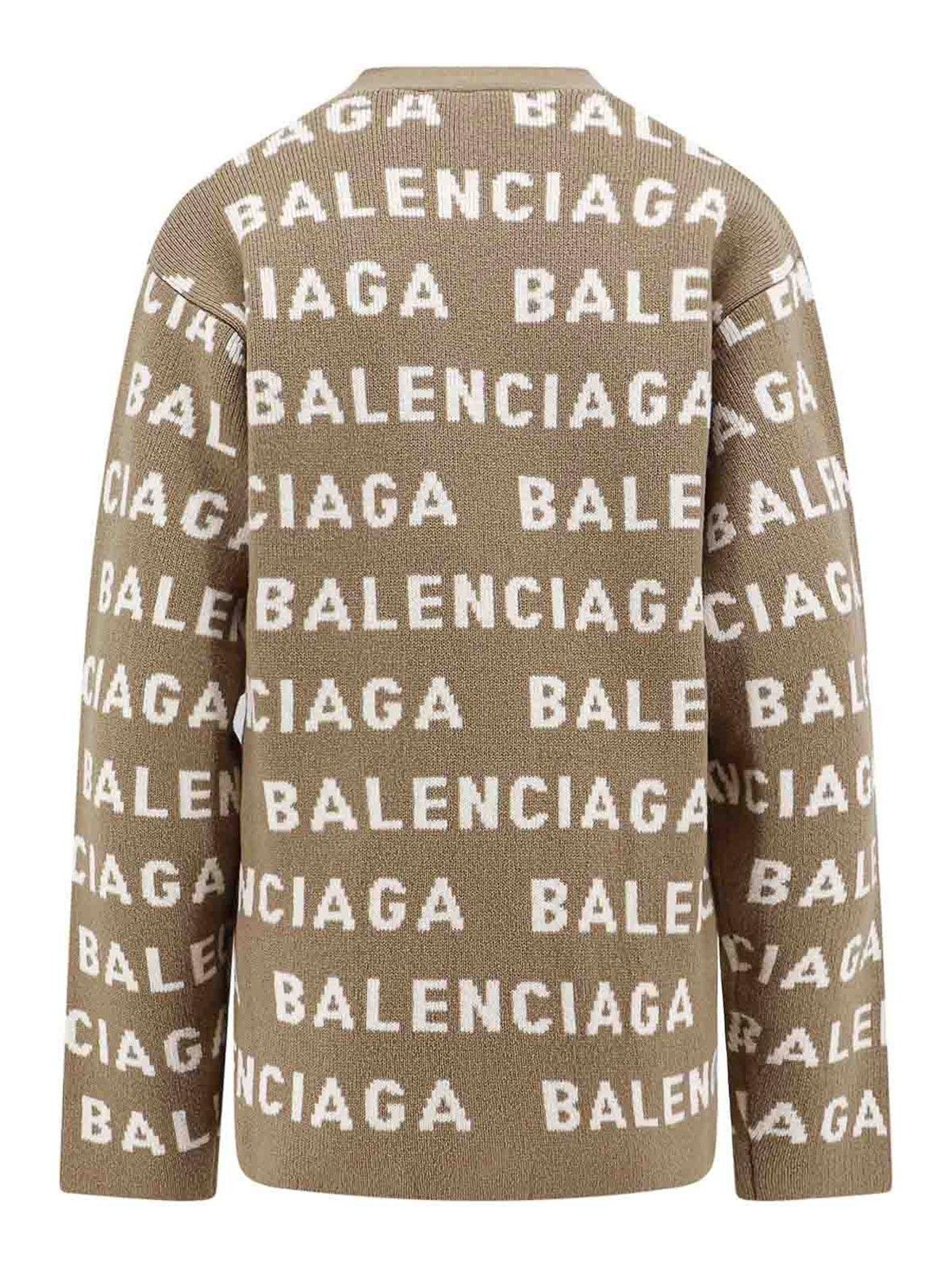 Balenciaga o1la1rc1a0325 All-Over Cardigan in Dark Beige/White Size M / US 6-8 / IT 42-44 - 2 Thumbnail