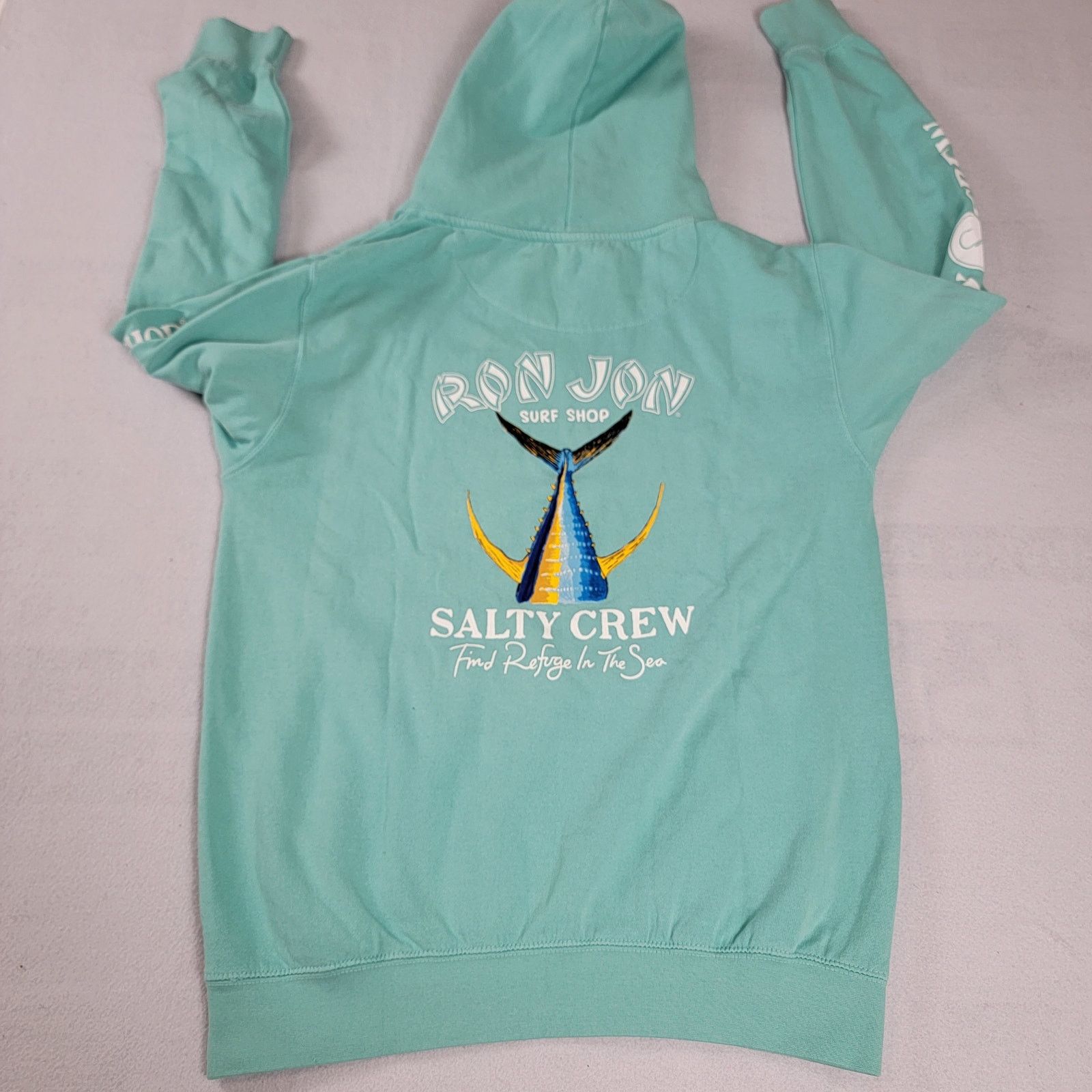Ron Jon Surf Shop Salty Crew x Ron Jon Surf Shop Hoodie Women Sz M Green (665) Size M / US 6-8 / IT 42-44 - 2 Thumbnail