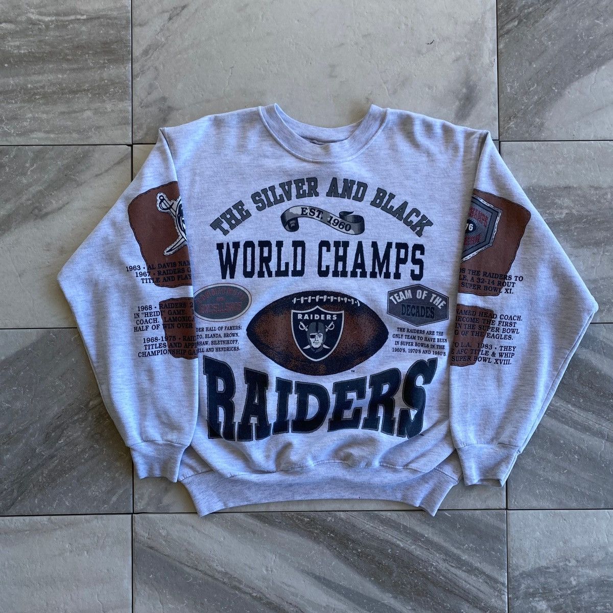 image of Vintage 1991 Oakland Raiders World Champs Sweatshirt, Men's (Size XL)