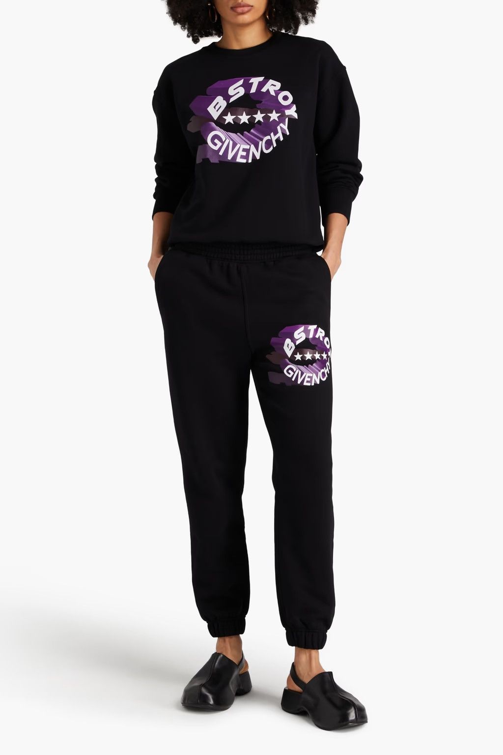 Givenchy × BSTROY Black Purple Logo Slim Sweatpants Size 28" / US 6 / IT 42 - 1 Thumbnail