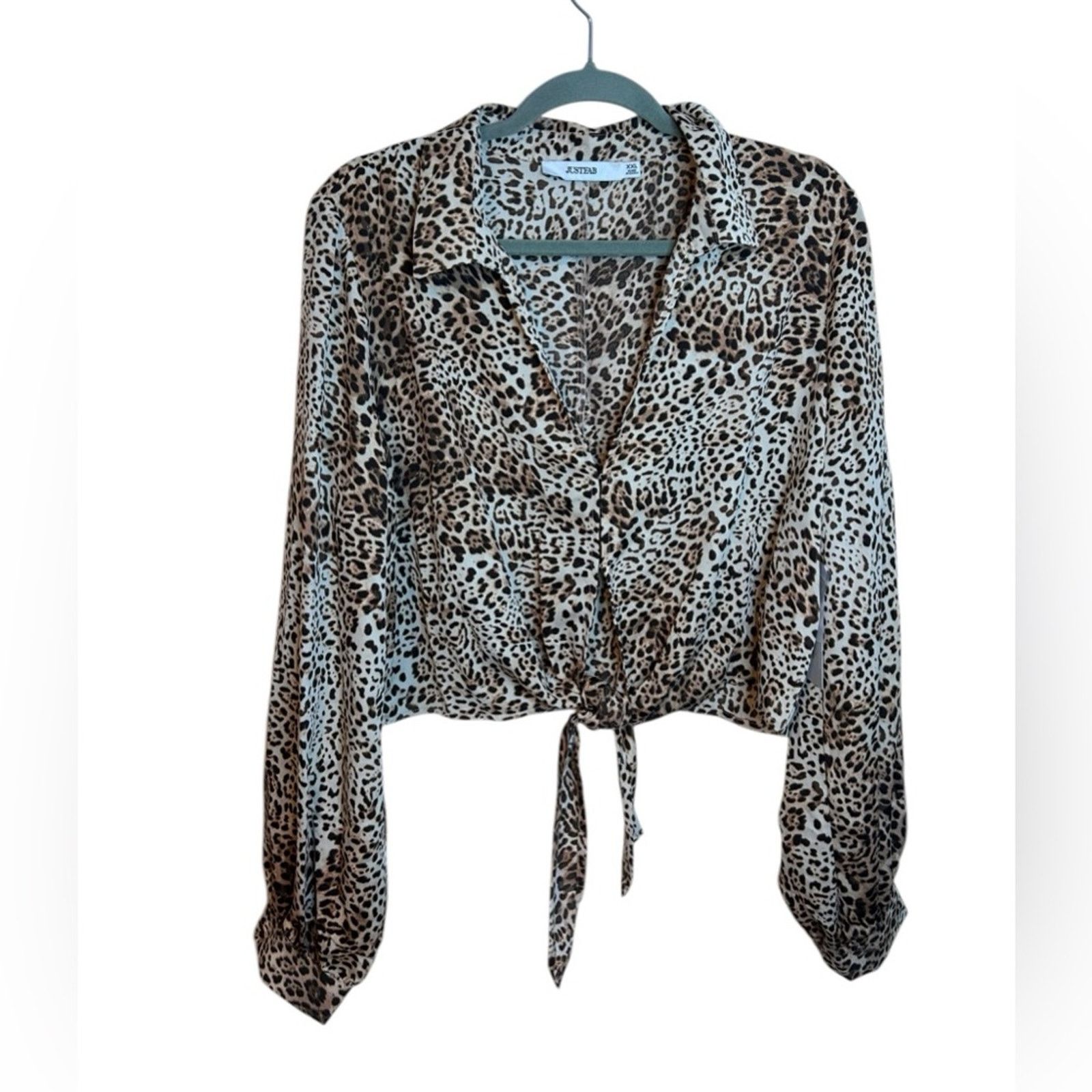 Other Nwt JustFab Summer Leopard Front Tie Blouse Size XXL / US 16-18 / IT 52-54 - 1 Thumbnail