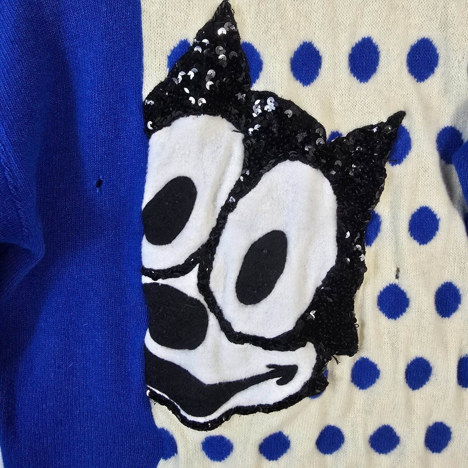 Vintage Vtg J.C. De CASTELBAJAC Wool Sweater Felix Cat Women Sz 40 S Size S / US 4 / IT 40 - 4 Thumbnail