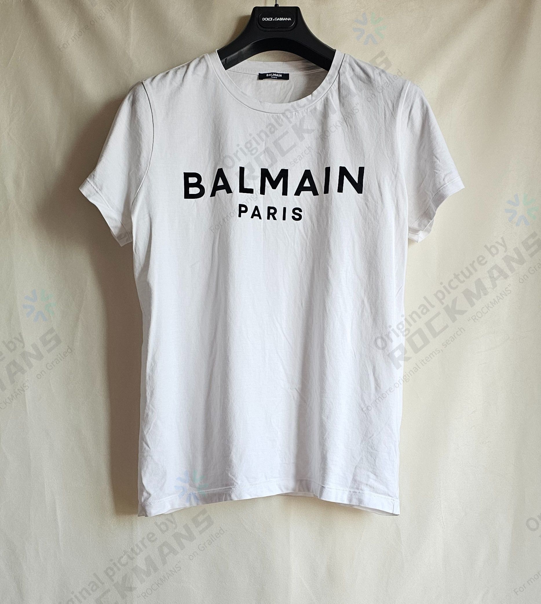 Balmain Balmain Men's White Flocked Logo T-Shirt Size L Size US L / EU 52-54 / 3 - 1 Thumbnail