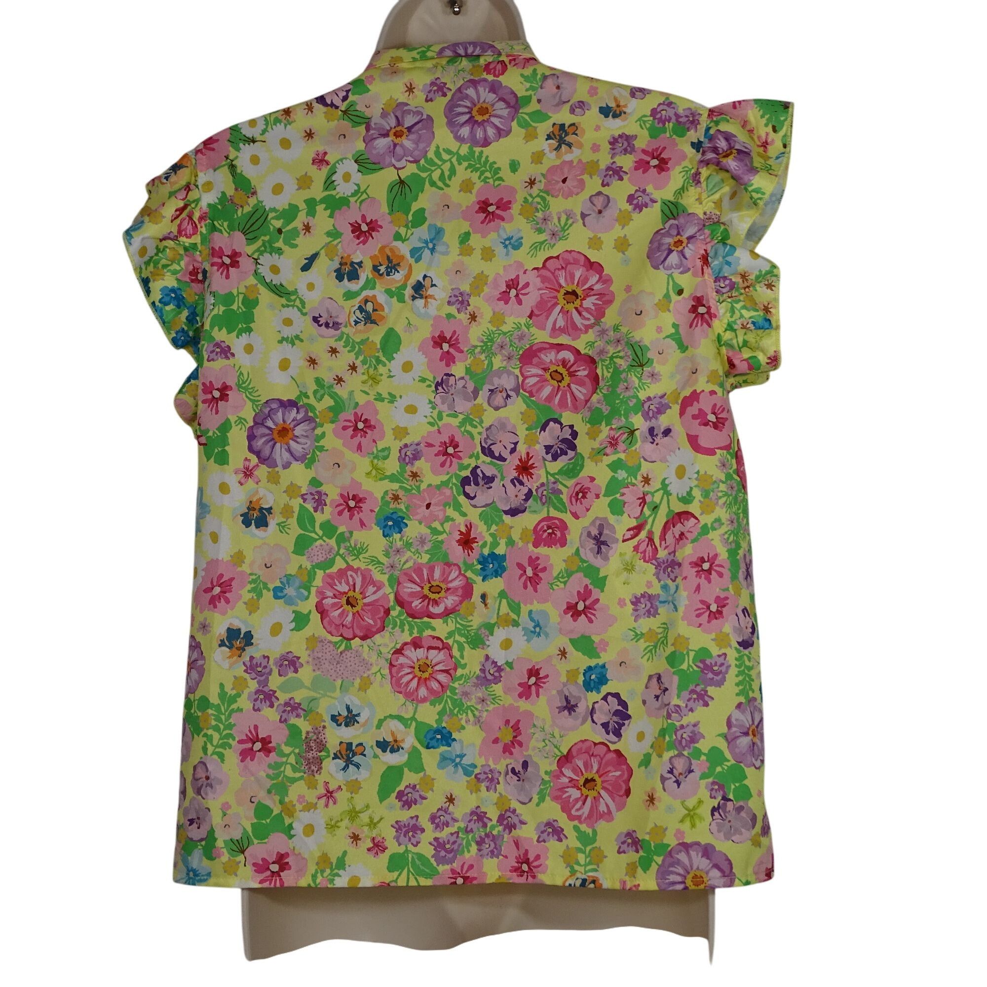 Shein Shein Floral Ruffle Sleeve Blouse Top Women Size 6 Yellow Mu Size M / US 6-8 / IT 42-44 - 5 Thumbnail