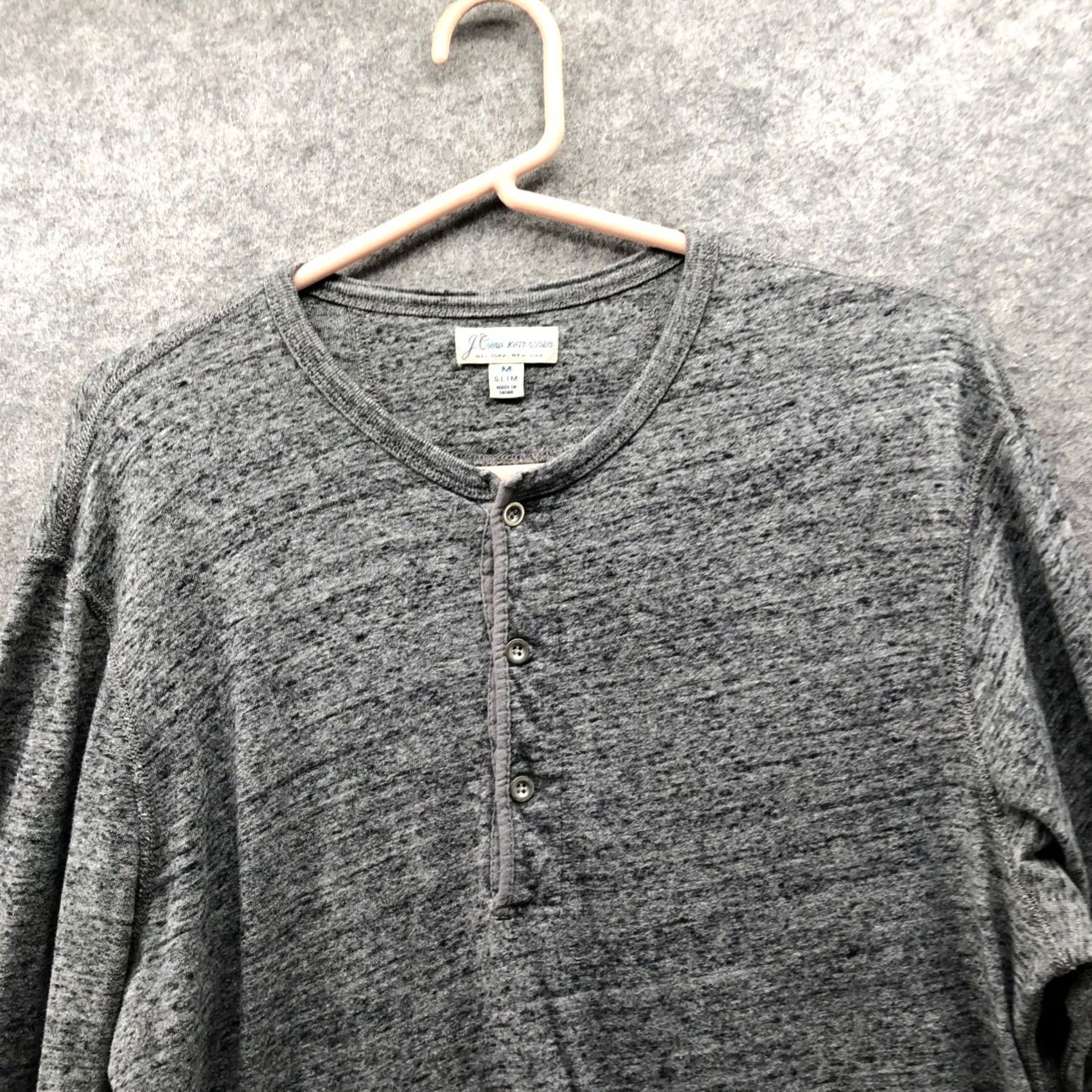 J.Crew J. Crew Henley Long Sleeve T-Shirt Mens M Gray Heather Knit Cotton Size US M / EU 48-50 / 2 - 3 Thumbnail
