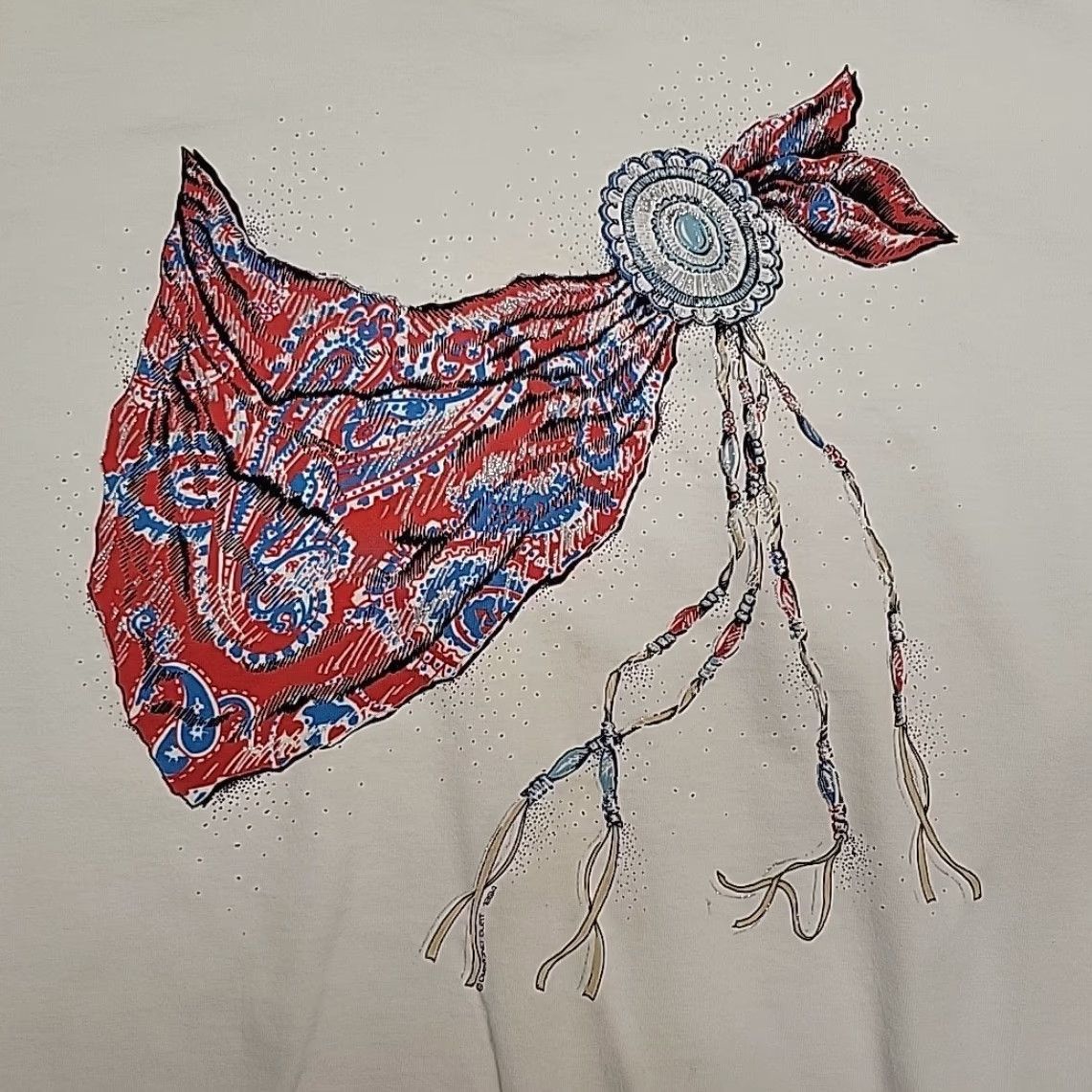Vintage VINTAGE Diamond Dust Shirt Womens L White Bandana Graphic Western Made in USA Tee Size L / US 10 / IT 46 - 2 Thumbnail