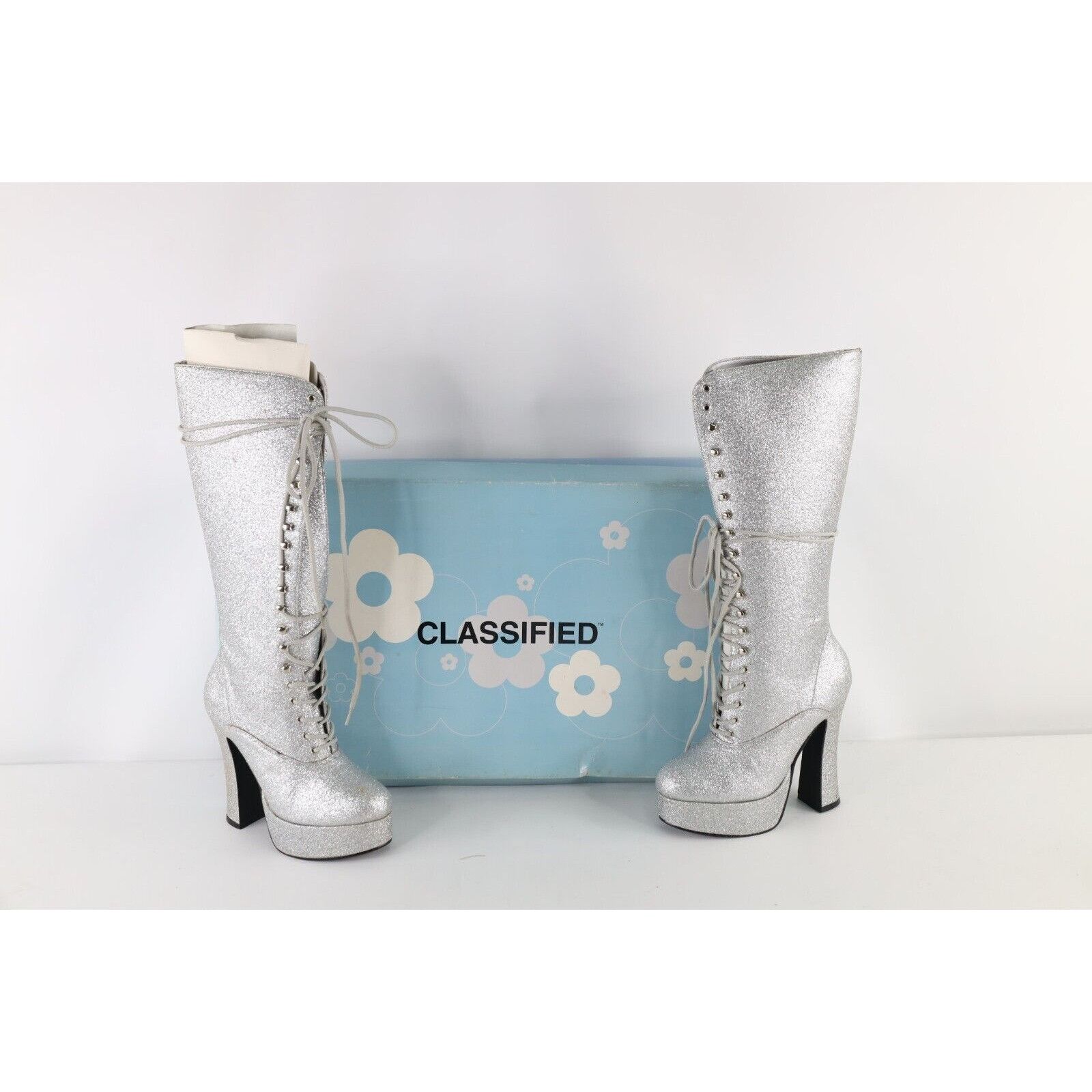 Vintage NOS Vintage 90s Chunky Platform Heeled Go Go Boots Size US 6.5 / IT 36.5 - 1 Thumbnail