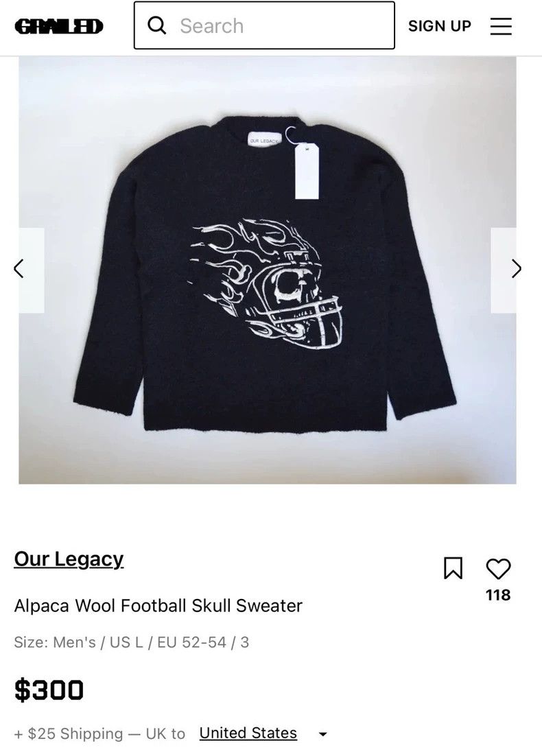 Our Legacy Our Legacy Alpaca Wool Football Skull Sweater - dmc Size US L / EU 52-54 / 3 - 1 Thumbnail