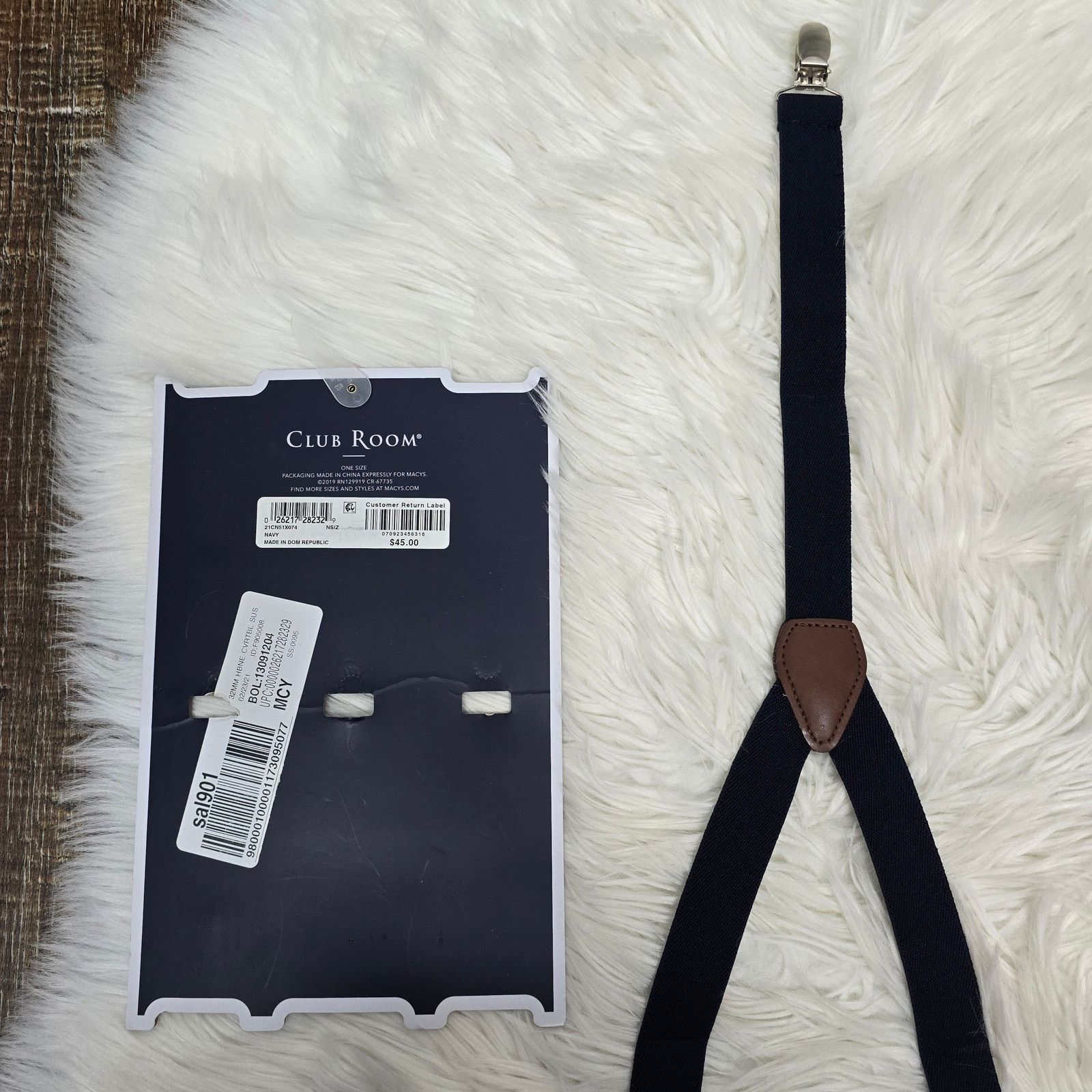 Club Room NEW Club Room Men's Suspenders Solid Navy OS One Size Size ONE SIZE - 4 Thumbnail