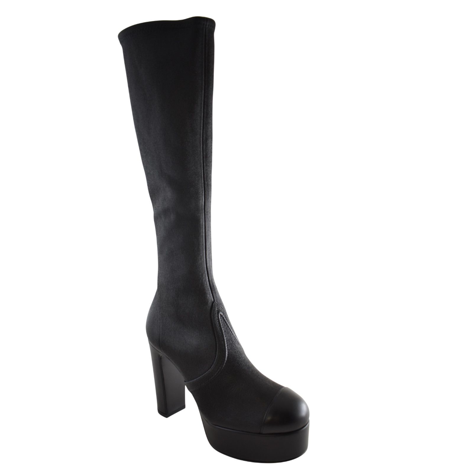 Chanel Chanel24K Stretch Lambskin CC Platform Knee High Boots 37.5C Size US 7.5 / IT 37.5 - 7 Thumbnail