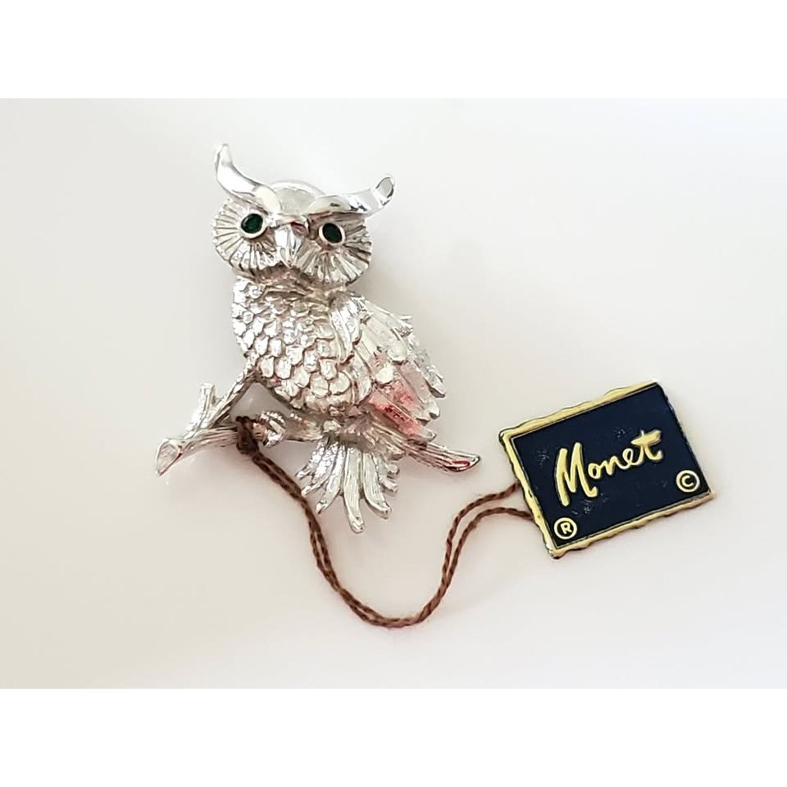 Monet Vintage Monet Designer Silver Brushed Owl Brooch Size ONE SIZE - 1 Thumbnail