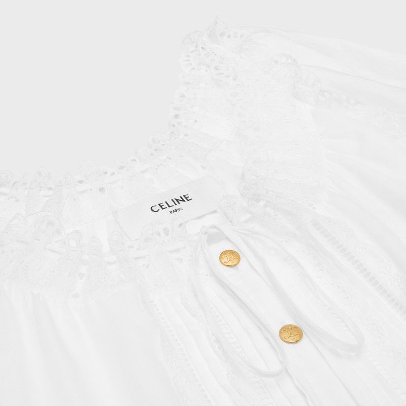 Celine o1w1db10526 2R32L4 Embroidered Folk Maxi Dress in White Size XXS / US 00 / IT 34 - 3 Thumbnail