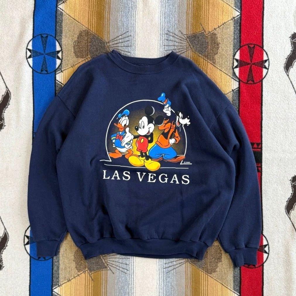 Mickey Unlimited VINTAGE Disney Mickey Mouse Goofy Donald Vegas Crewneck Sweatshirt XL Blue Mens Crew Neck 90s Cartoon Sweatshirt Size US XL / EU 56 / 4 - 2 Thumbnail
