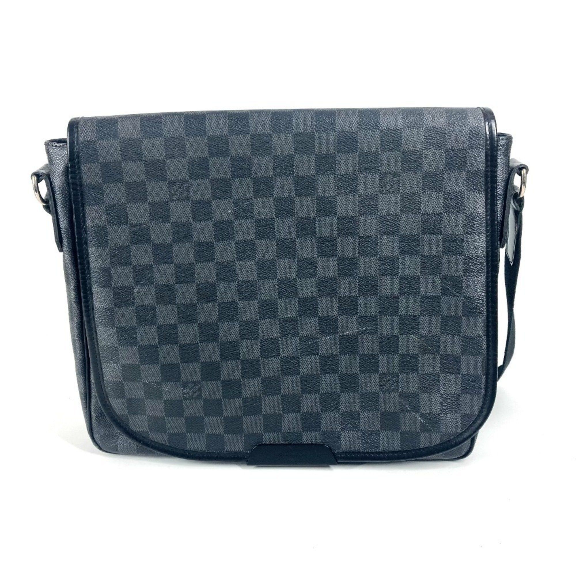 LOUIS VUITTON N58029 Damier Graphite Daniel MM Bag Flap Messenger Shoulder Canvas Black Men's and Women's