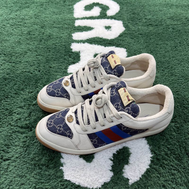 Gucci Screener White and Blue Fashion Sneakers 0079