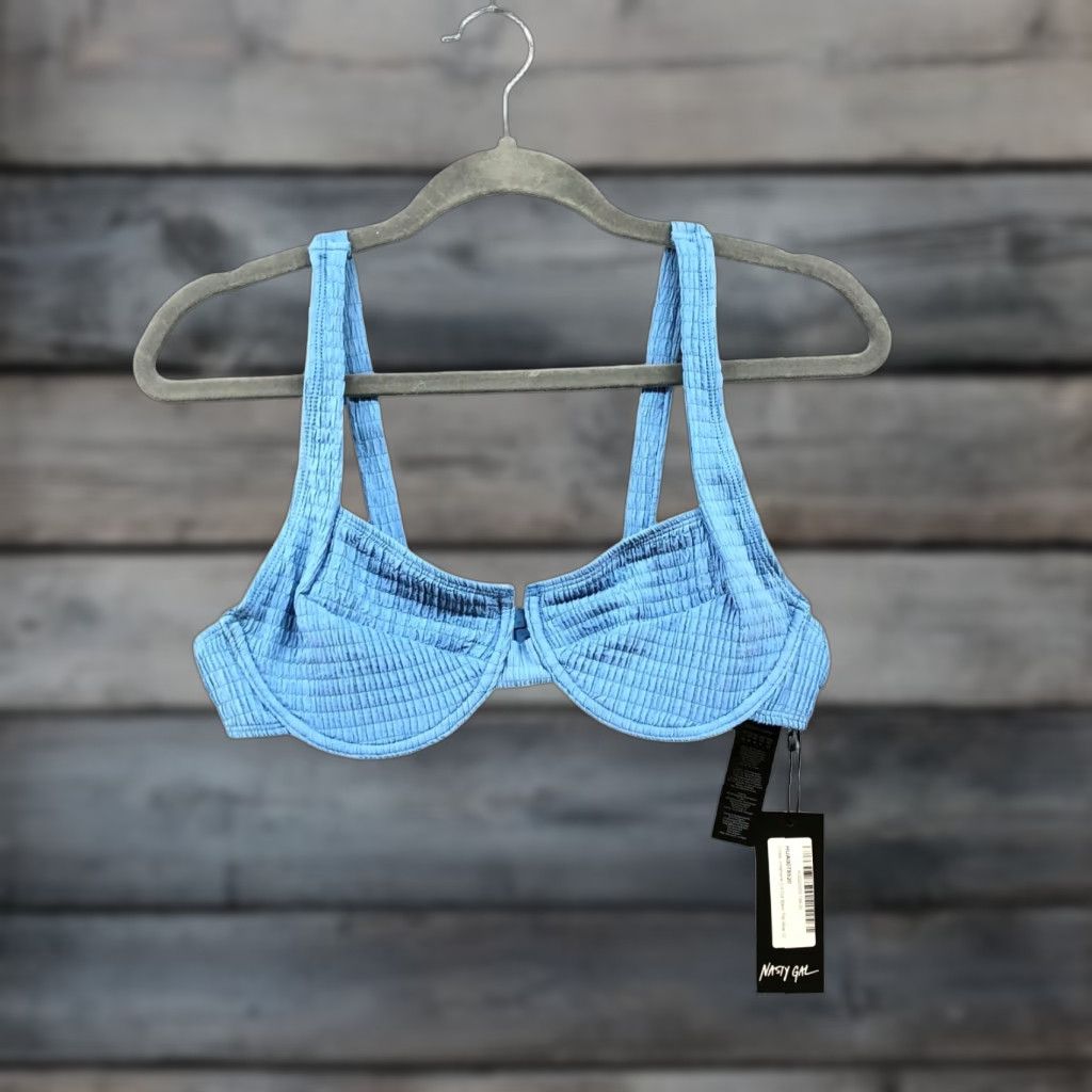 Nasty Gal NWT Nasty Gal Bikini Top Balconette Underwire Unpadded Light Blue Size 8 (M) Bra Top Women Size M / US 6-8 / IT 42-44 - 1 Thumbnail
