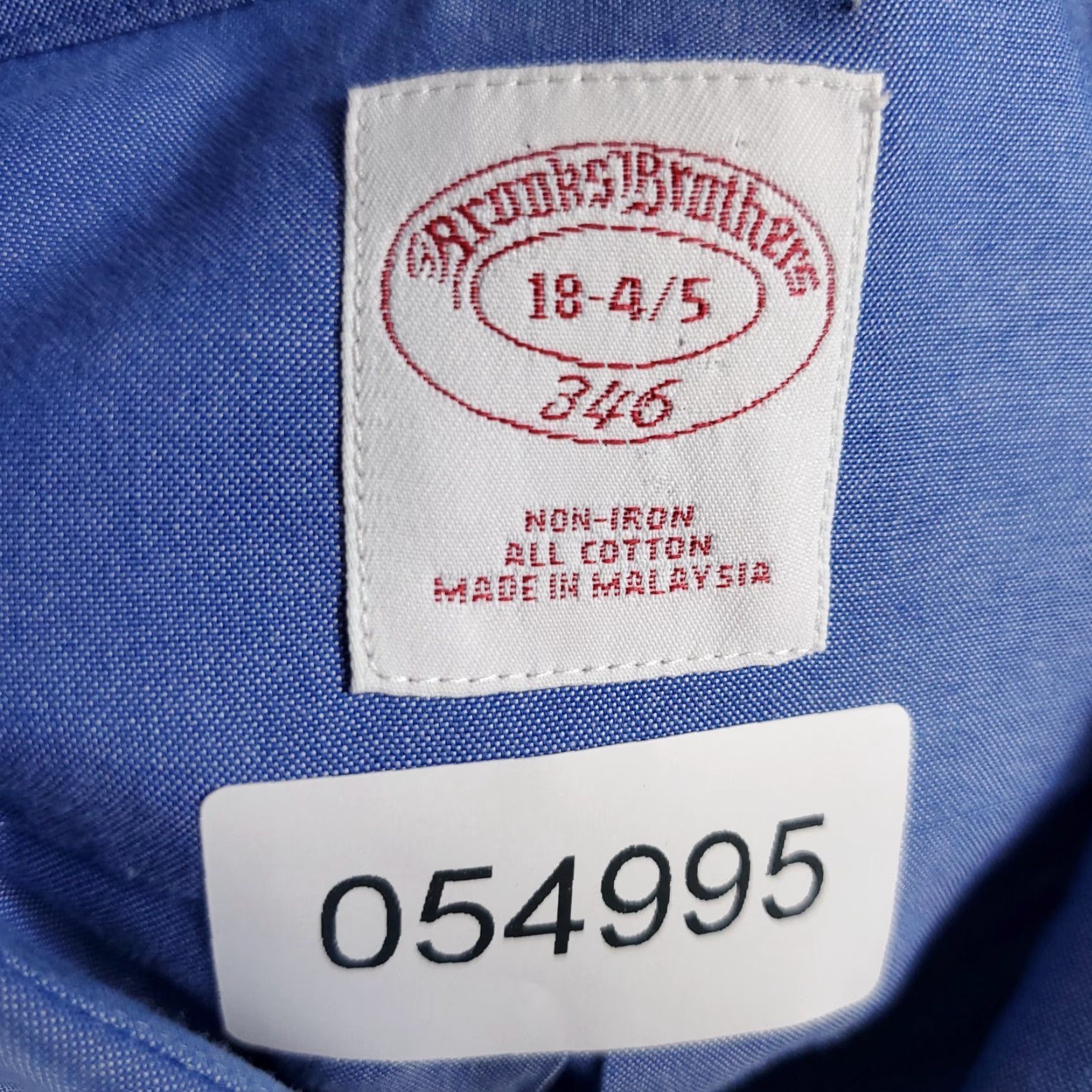 Brooks Brothers Brooks Brothers Shirt Mens 18 Blue Dress Button Up Long Sleeve Regular Non-Iron Pockets 100% Cotton Solid Collar Point Vintage No Size 48R - 8 Thumbnail