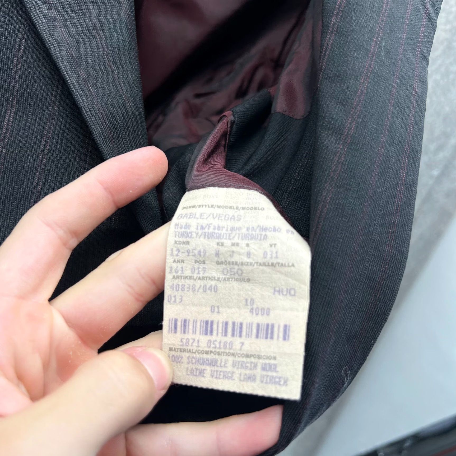 Hugo Boss HUGO BOSS Blazer Mens 36R Black Sport Coat Gable Vegas Jacket Striped Wool Jacket/Coat Notch Two-Button Flat Front Regular Mens Wool Black 36R Size 36R - 3 Thumbnail