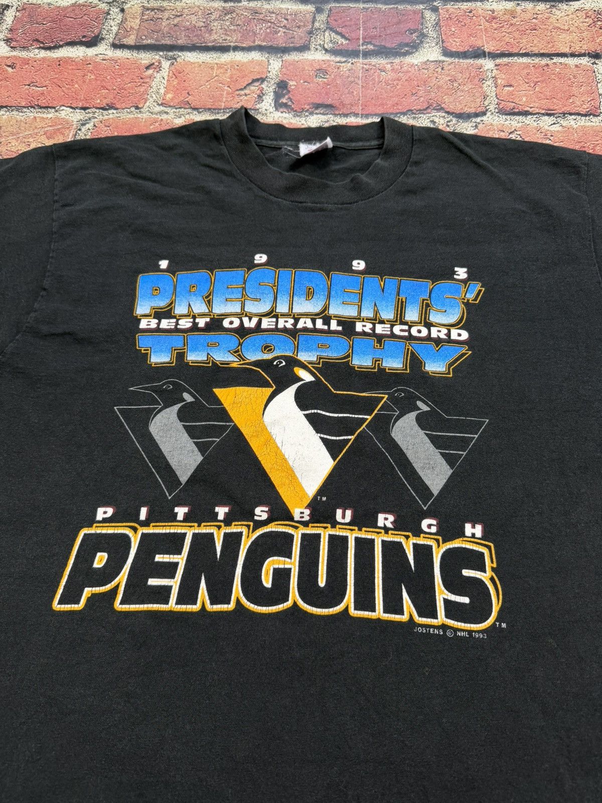 Fruit Of The Loom Vintage 1993 Pittsburgh Penguins Presidents Trophy T-Shirt Size US L / EU 52-54 / 3 - 2 Thumbnail