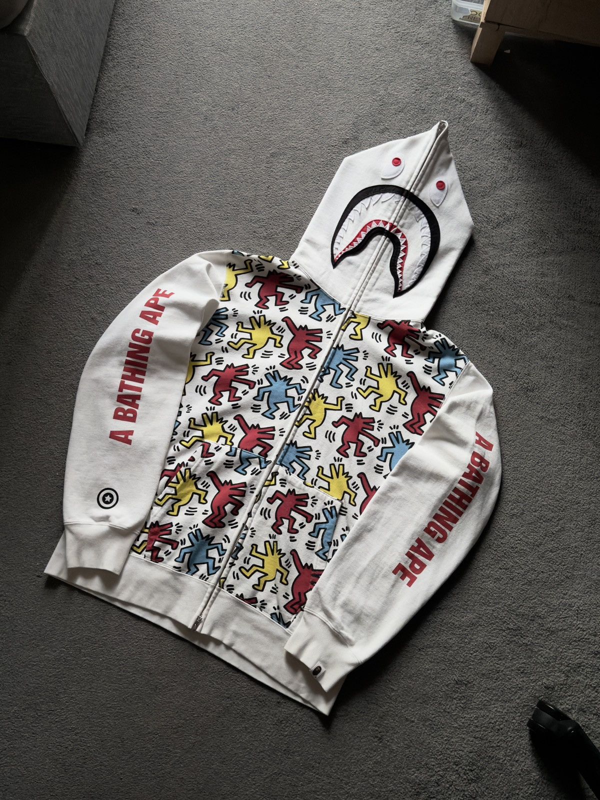 Bape × Keith Haring BAPE X Keith Haring Shark Full Zip Hoodie Rare Collaboration Size US XL / EU 56 / 4 - 1 Thumbnail
