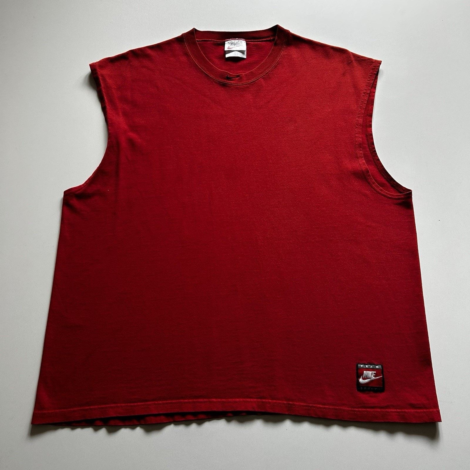 Nike Vintage 90s Nike Shirt XL Tank Sleeveless Center Swoosh Red Size US XL / EU 56 / 4 - 1 Thumbnail