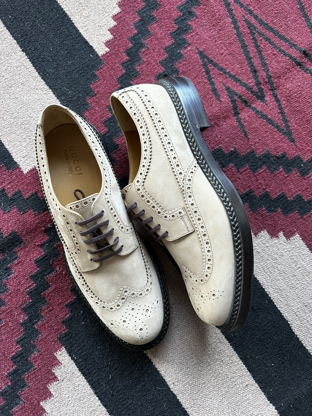 Gucci Gucci Suede Lasercut Accents Brogues Neutrals Oxfords Shoes Size US 10.5 / EU 43-44 - 5 Thumbnail
