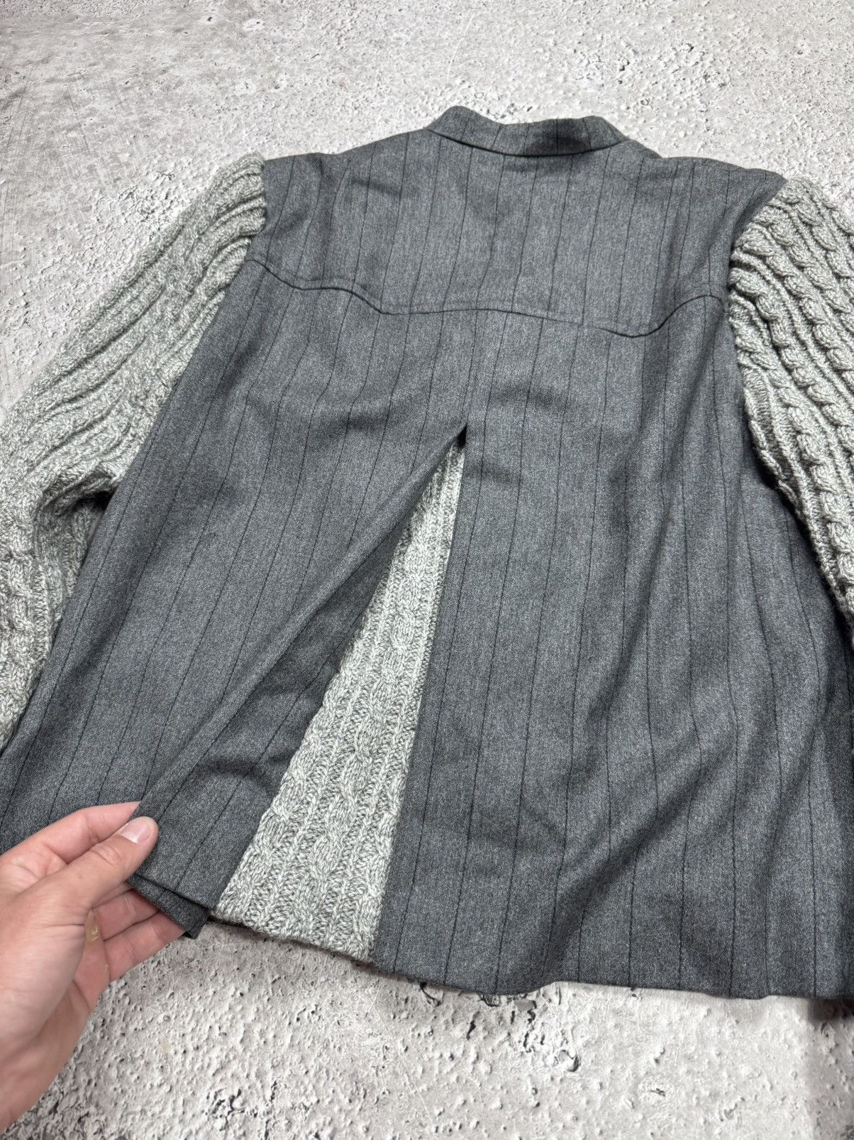 Other Designer Wool Blend Jacket Cable Knit Sleeves Gray Coat Size M / US 6-8 / IT 42-44 - 11 Thumbnail