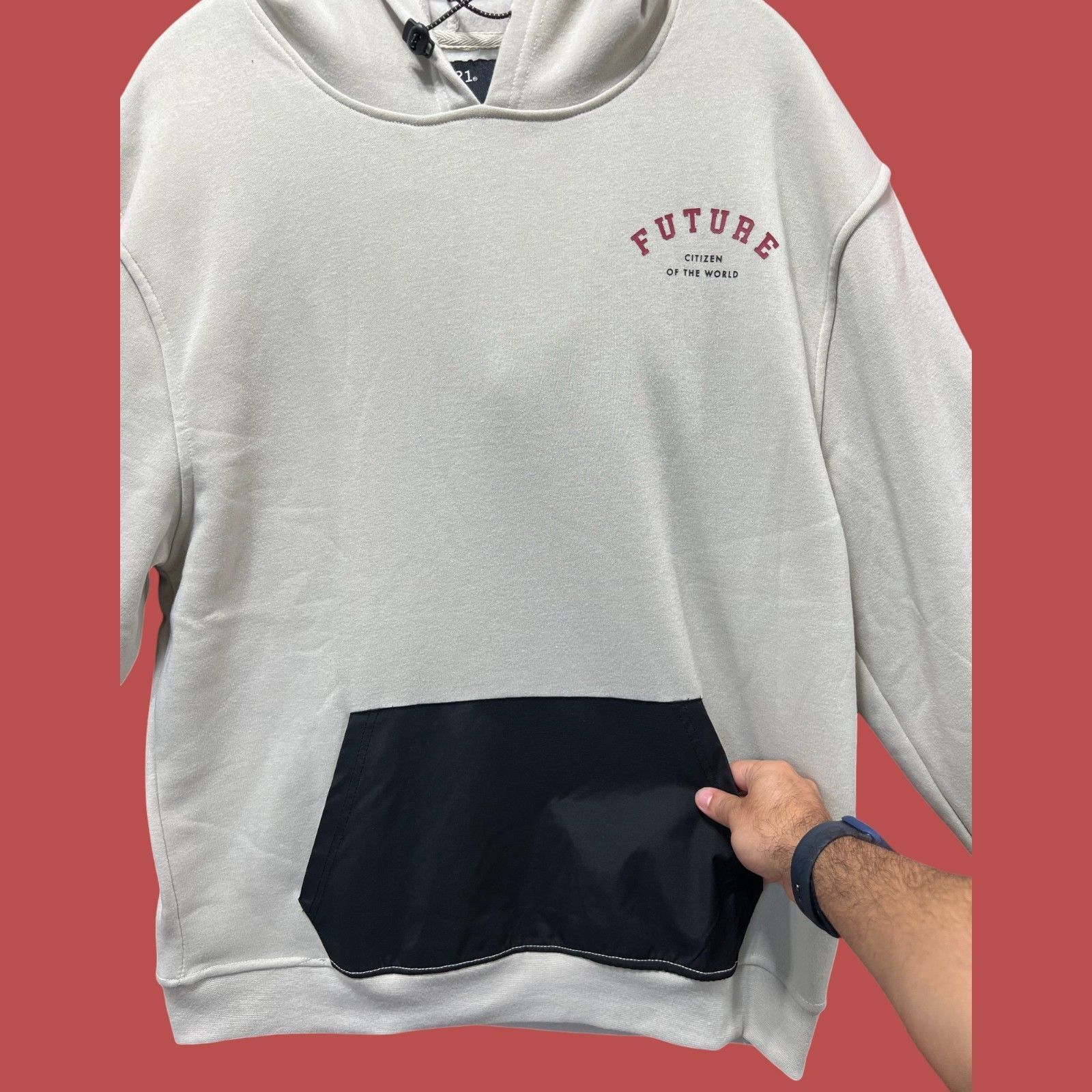rue21 Rue 21 - Men's Long Sleeve Hooded Sweatshirt - Beige - Mediu Size US M / EU 48-50 / 2 - 13 Thumbnail