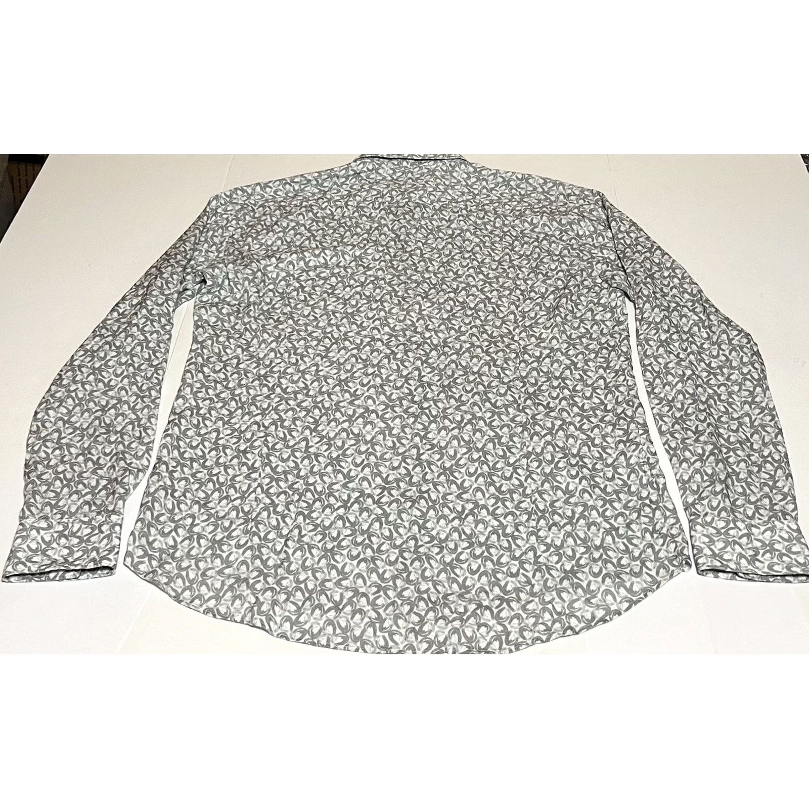 Hugo Boss HUGO BOSS Shirt Mens XL White Grey Ermo Slim Fit Button-Up Long Sleeve Geometric Pattern Multicolor Size US XL / EU 56 / 4 - 3 Thumbnail