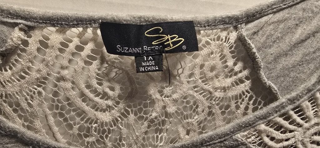 The Unbranded Brand susan betro tops Long Sleeve Gray Lace 1X Size XL / US 12-14 / IT 48-50 - 2 Thumbnail