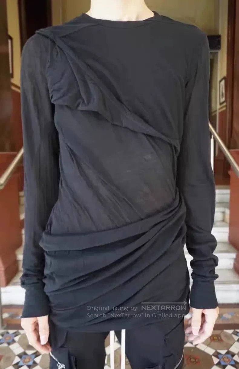 Rick Owens Rick Owens Black Asymmetrical Long-Sleeve Undergarment Size US XS / EU 42 / 0 - 7 Thumbnail